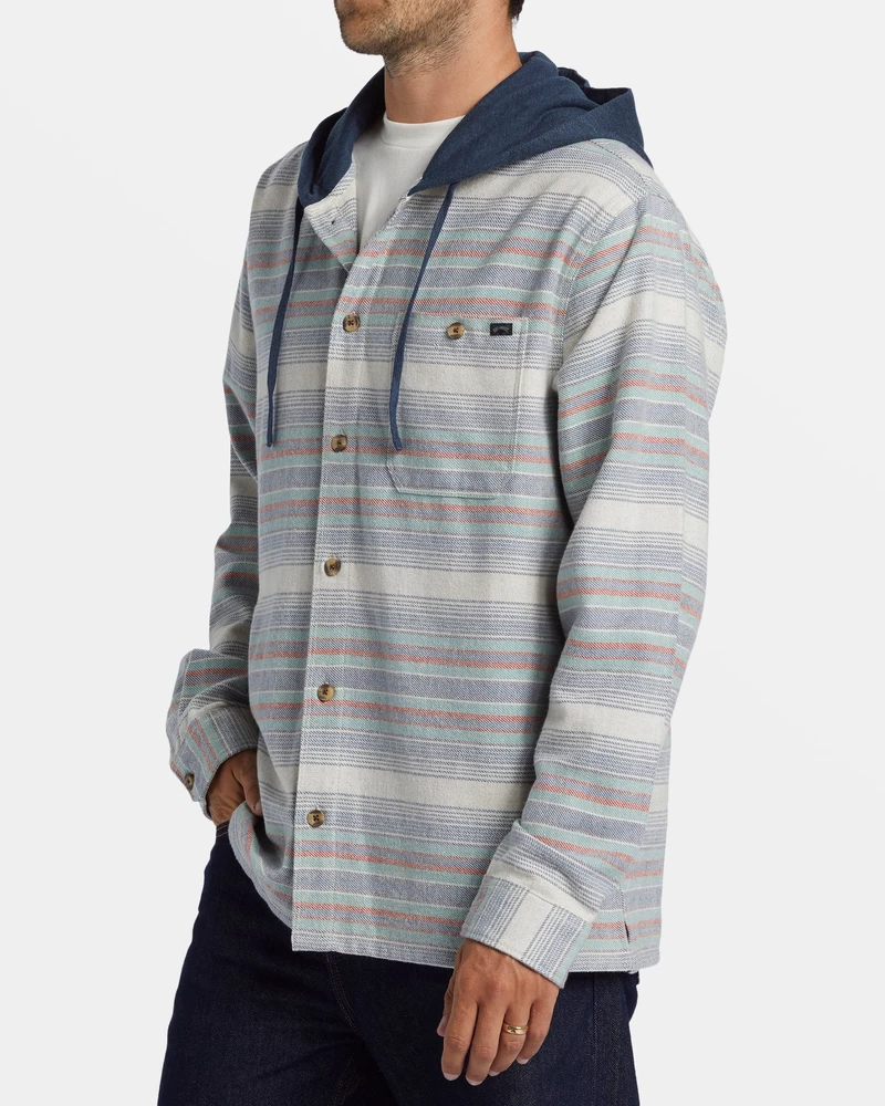Billabong Baja Hooded Flannel Shirt - Slate Blue