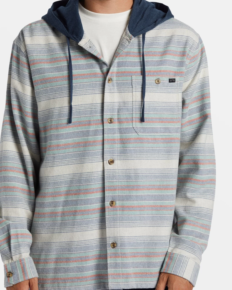 Billabong Baja Hooded Flannel Shirt - Slate Blue
