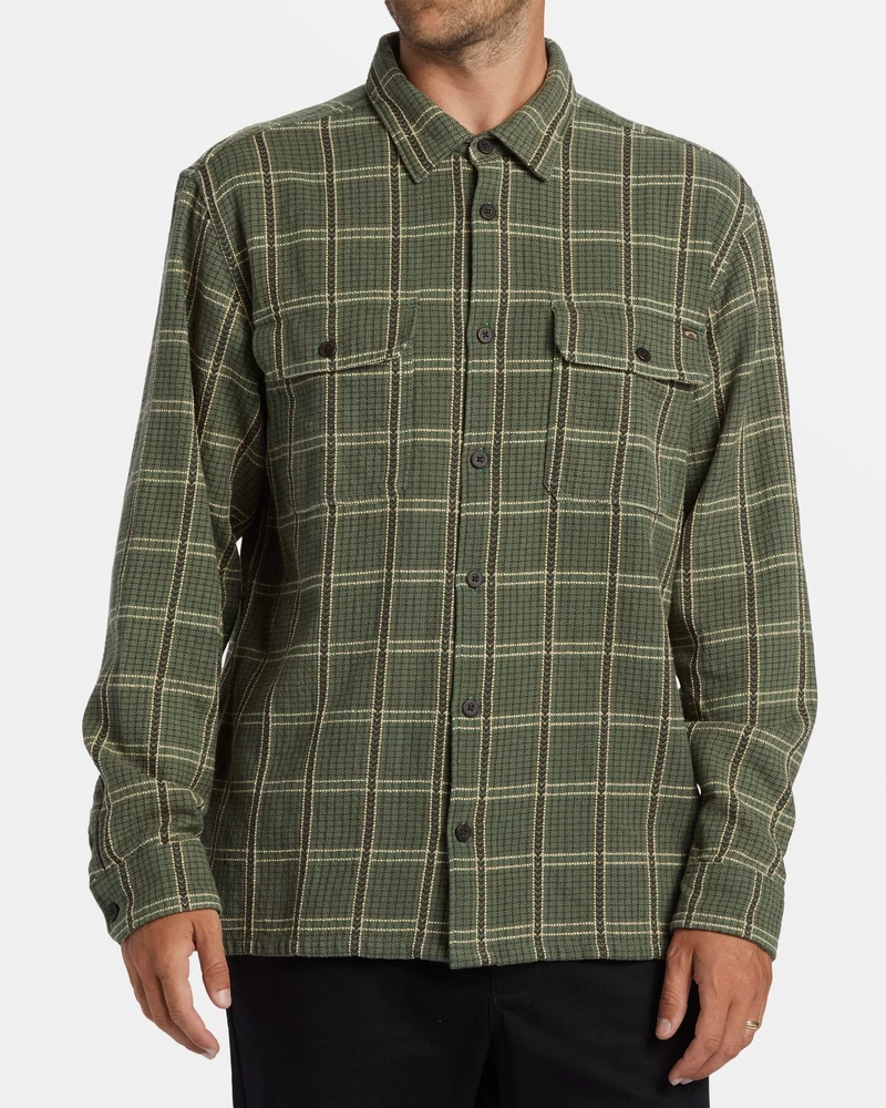 Billabong Offshore Jacquard Flannel Long Sleeve Shirt - Fern
