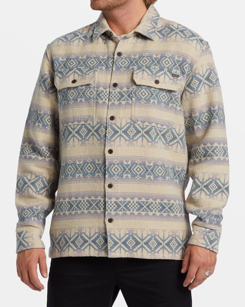 Billabong Offshore Jacquard Flannel Long Sleeve Shirt - Taupe