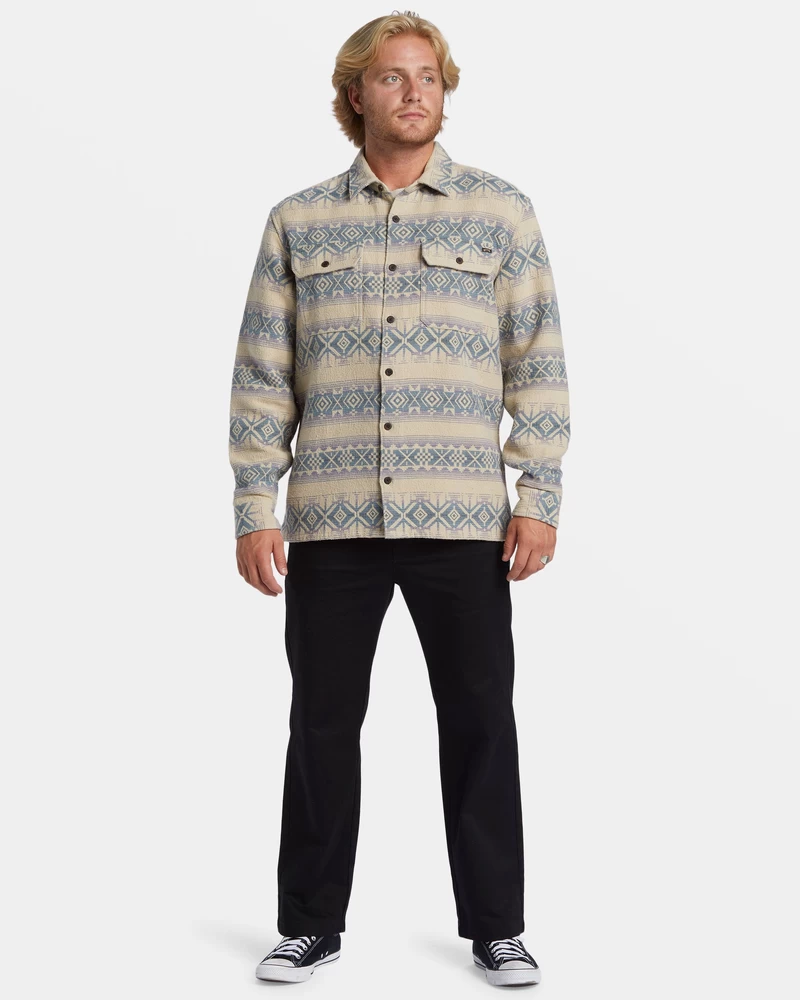 Billabong Offshore Jacquard Flannel Long Sleeve Shirt - Taupe