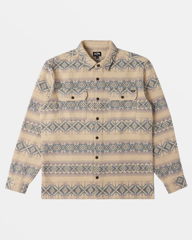Billabong Offshore Jacquard Flannel Long Sleeve Shirt - Taupe