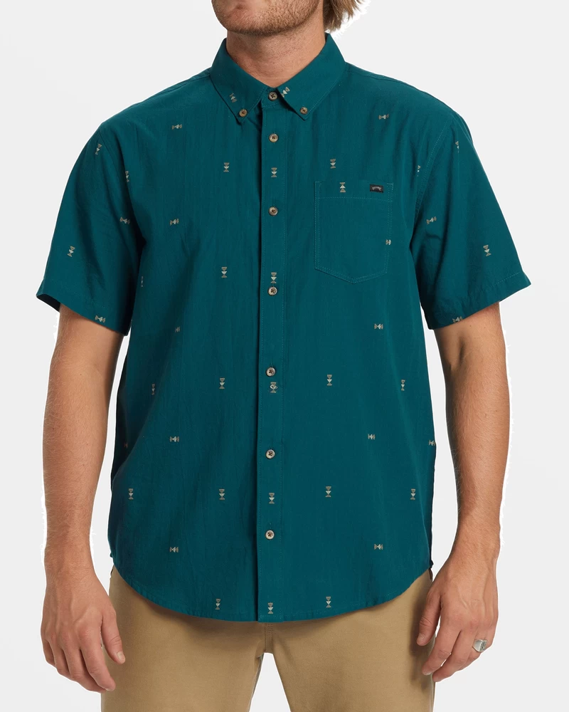Billabong All Day Jacquard Short Sleeve Shirt - Real Teal