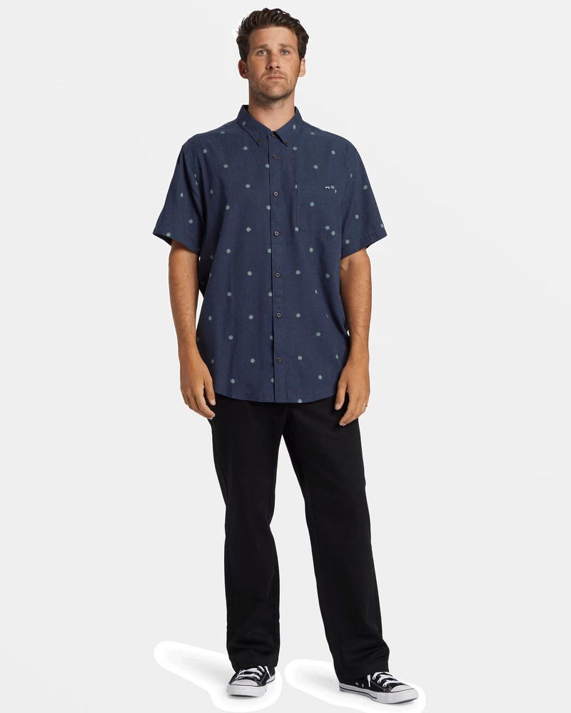 Billabong All Day Jacquard Short Sleeve Shirt - Dusty Navy