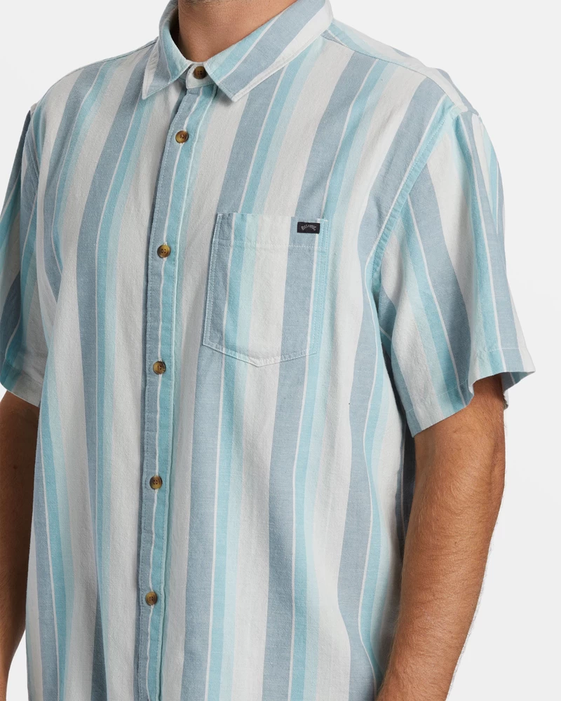 Billabong All Day Stripe Short Sleeve Shirt - Dusty Navy