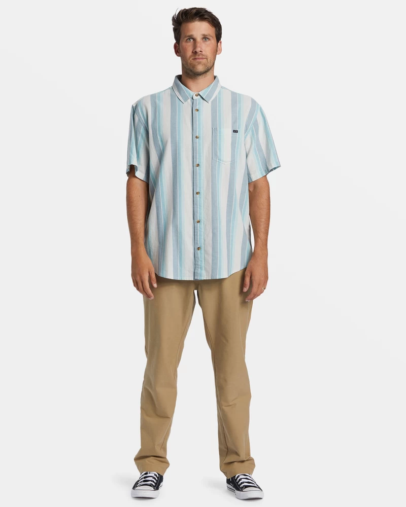 Billabong All Day Stripe Short Sleeve Shirt - Dusty Navy