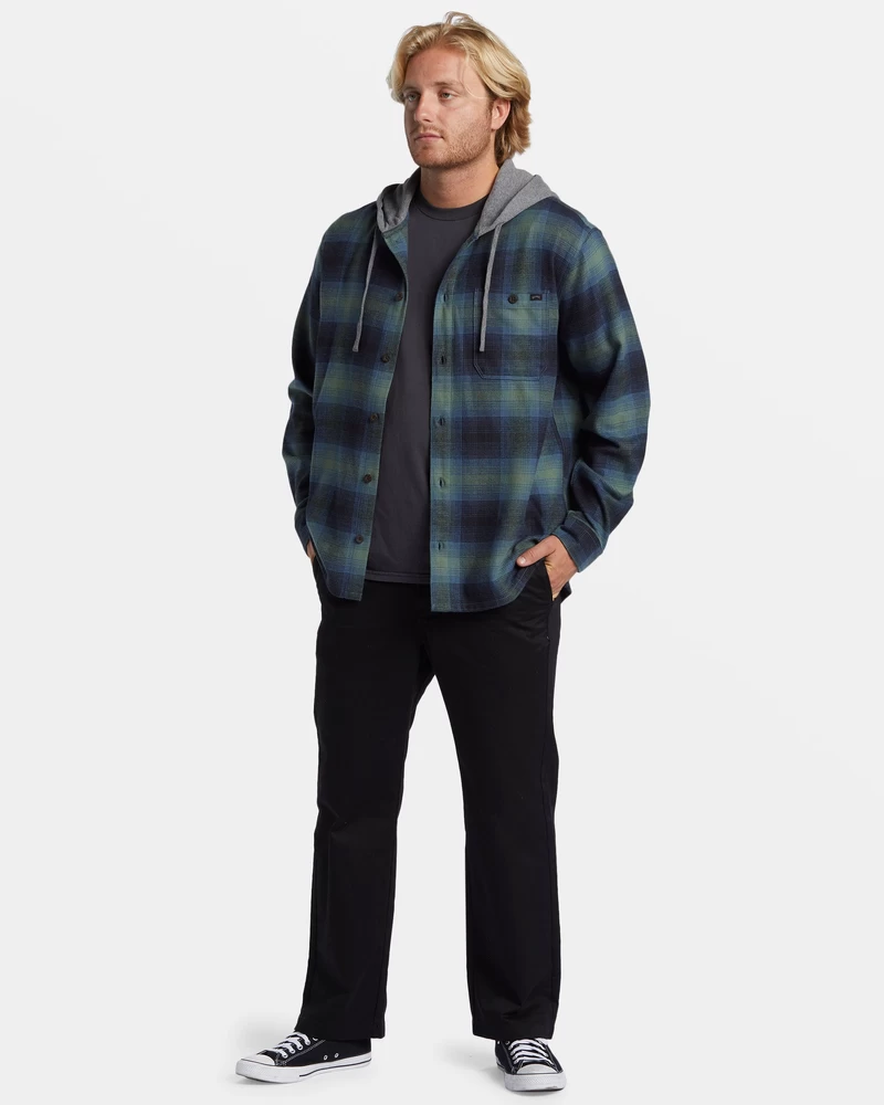 Billabong Baja Hooded Flannel Shirt - Fern