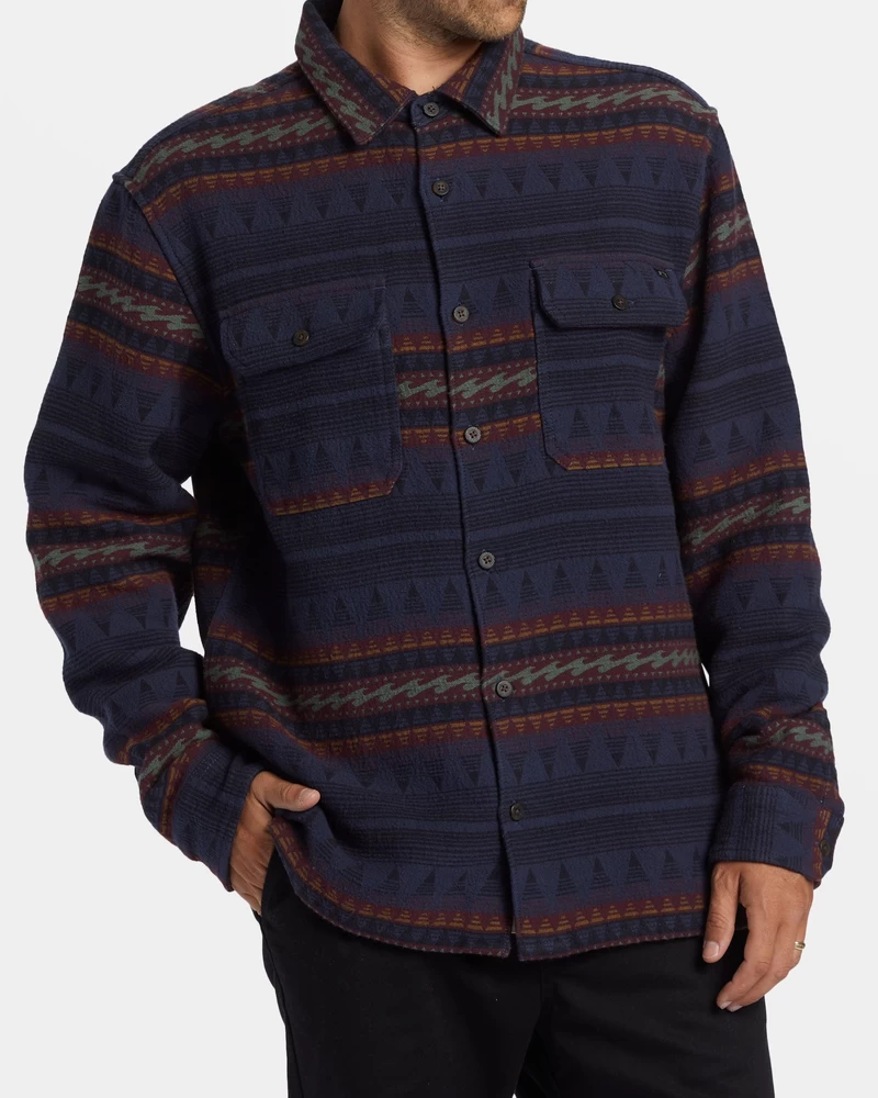 Billabong Offshore Jacquard Flannel Long Sleeve Shirt - Dusty Navy