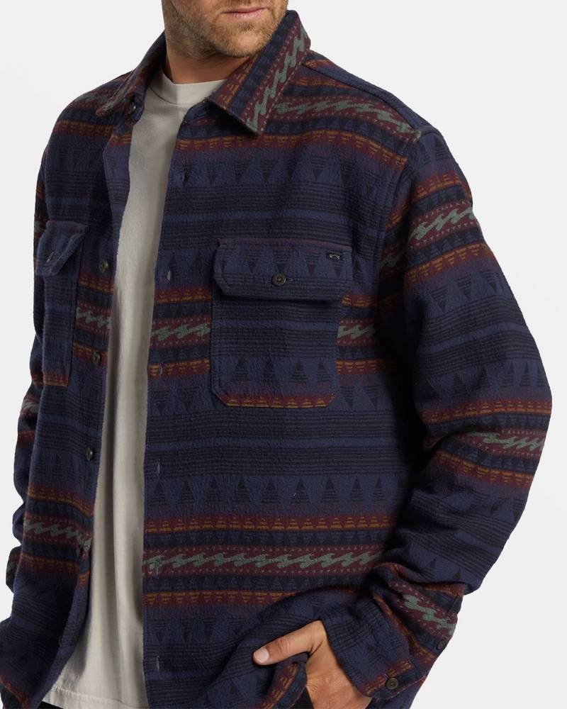 Billabong Offshore Jacquard Flannel Long Sleeve Shirt - Dusty Navy