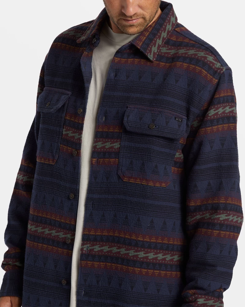 Billabong Offshore Jacquard Flannel Long Sleeve Shirt - Dusty Navy
