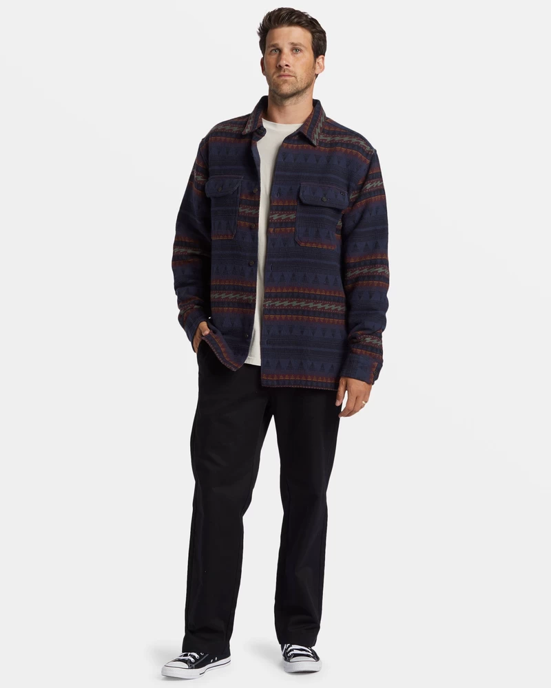 Billabong Offshore Jacquard Flannel Long Sleeve Shirt - Dusty Navy