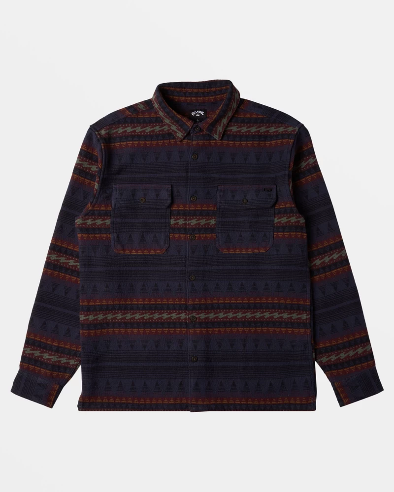 Billabong Offshore Jacquard Flannel Long Sleeve Shirt - Dusty Navy