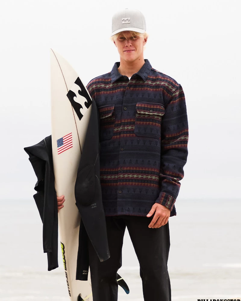 Billabong Offshore Jacquard Flannel Long Sleeve Shirt - Dusty Navy