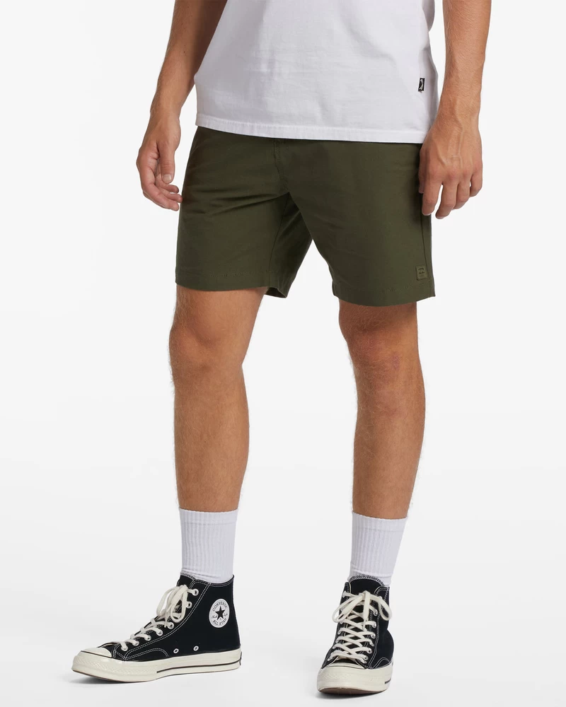 شورت Billabong A/Div Surftrek Plus بخصر مطاطي عضوي، 19 بوصة - زيتوني داكن
