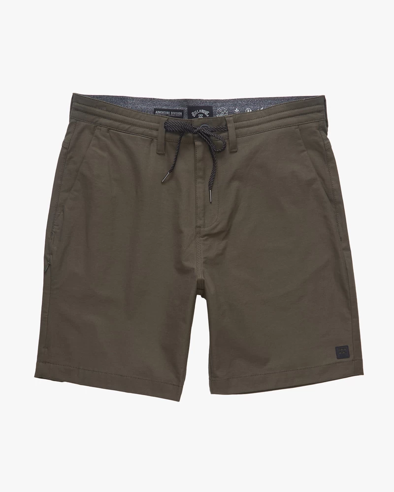 شورت Billabong A/Div Surftrek Plus بخصر مطاطي عضوي، 19 بوصة - زيتوني داكن