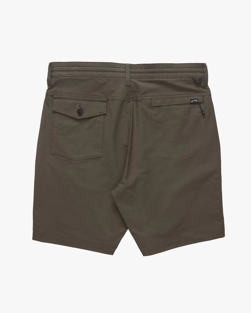 شورت Billabong A/Div Surftrek Plus بخصر مطاطي عضوي، 19 بوصة - زيتوني داكن