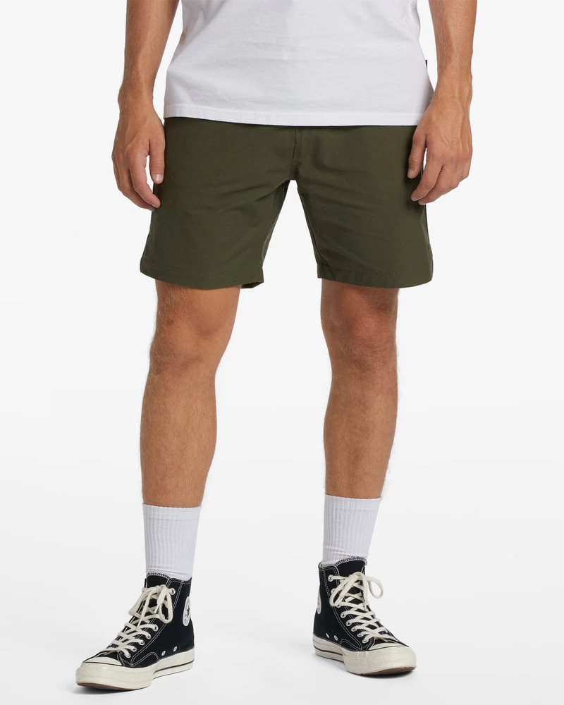 شورت Billabong A/Div Surftrek Plus بخصر مطاطي عضوي، 19 بوصة - زيتوني داكن