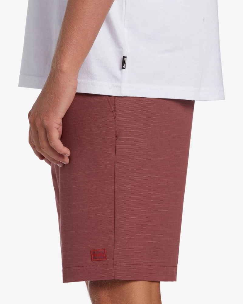 شورت Billabong Crossfire Slub Submersible مقاس 19 بوصة - أحمر مغبر