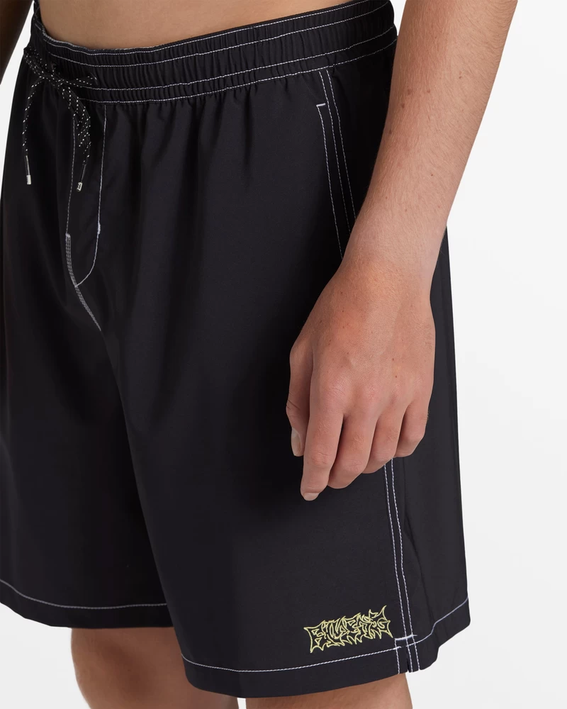 Kratke Hlače Z Elastiko V Pasu Billabong Riot Layback 18,5" - črne