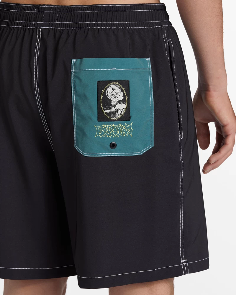 Kratke Hlače Z Elastiko V Pasu Billabong Riot Layback 18,5" - črne