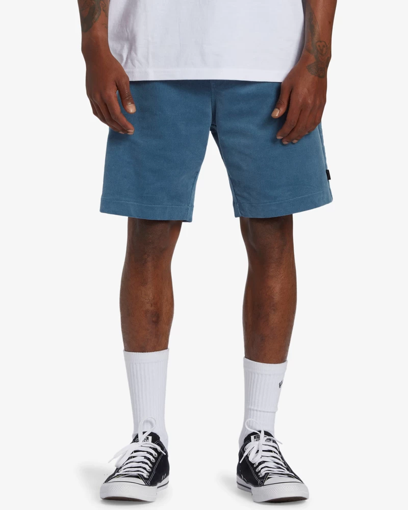 Billabong Larry Layback Fitilli Kadife 18" Elastik Bel Şort - Vintage İndigo