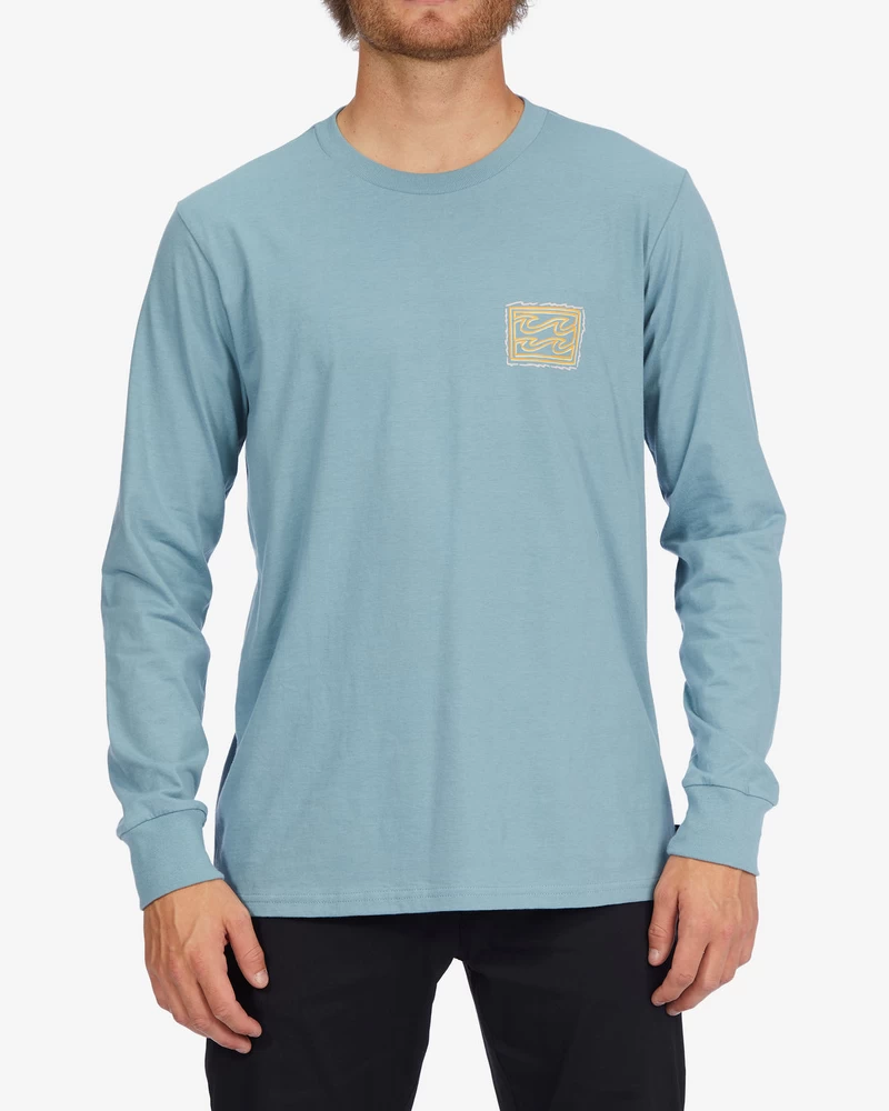 Billabong Crayon Wave Long Sleeve T-Shirt - Washed Blue