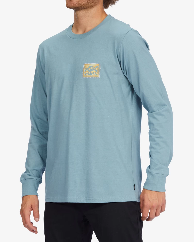 Billabong Crayon Wave Long Sleeve T-Shirt - Washed Blue