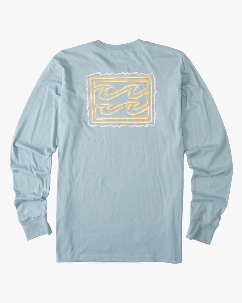 Billabong Crayon Wave Long Sleeve T-Shirt - Washed Blue