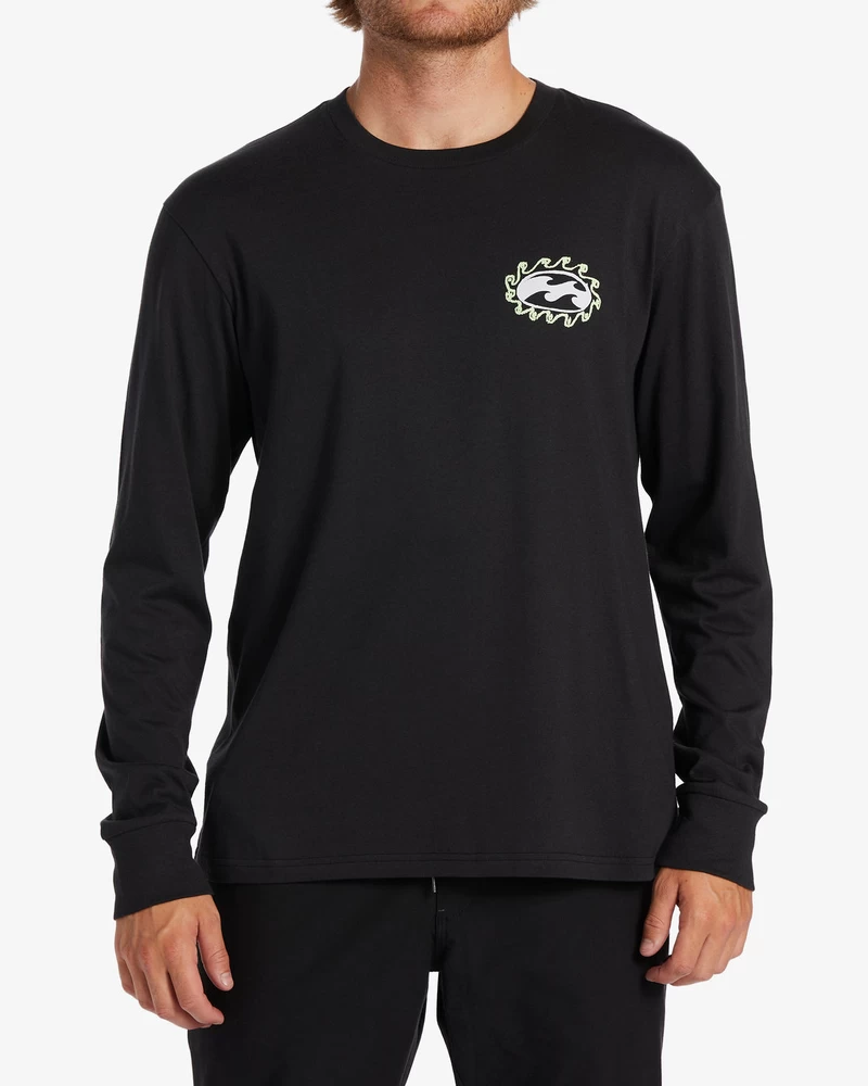 Billabong Crayon Wave Long Sleeve T-Shirt - Washed Black