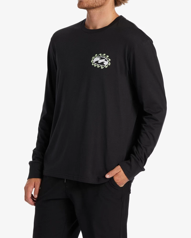 Billabong Crayon Wave Long Sleeve T-Shirt - Washed Black