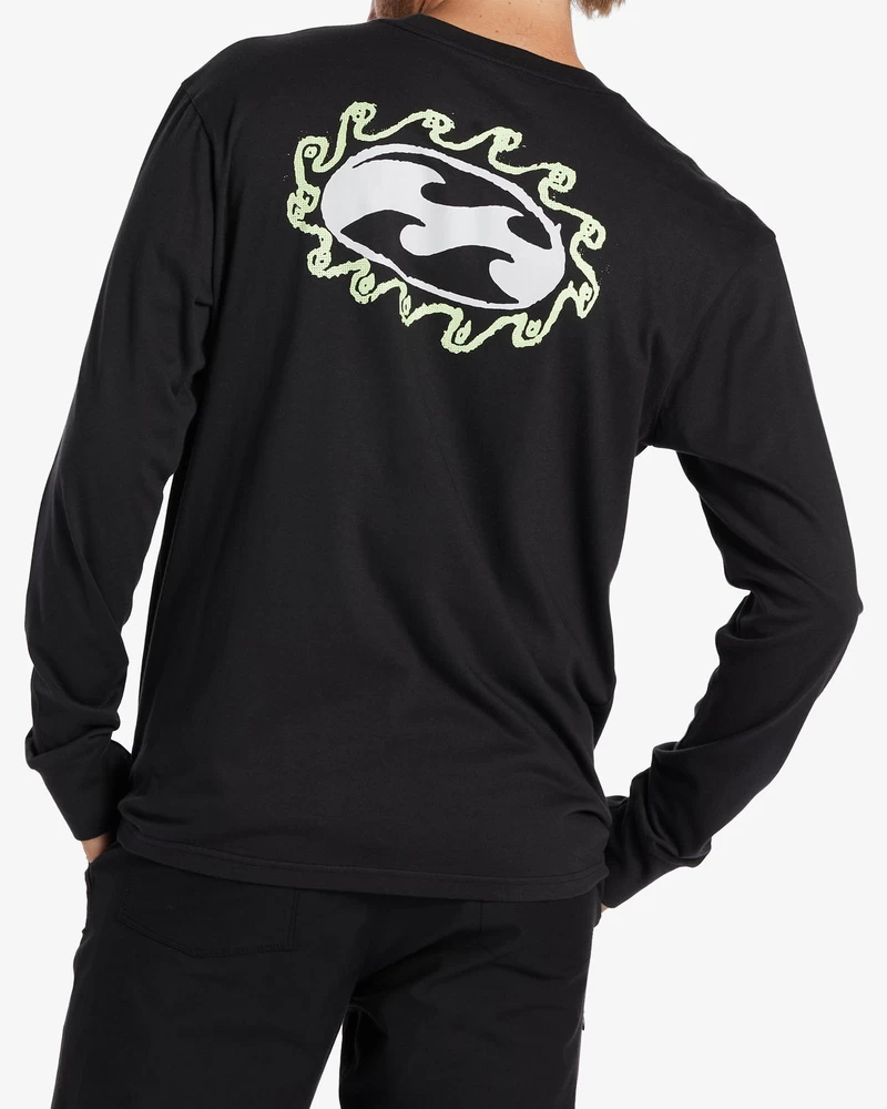 Tricou Billabong Crayon Wave Cu Mânecă Lungă - Negru Spălat