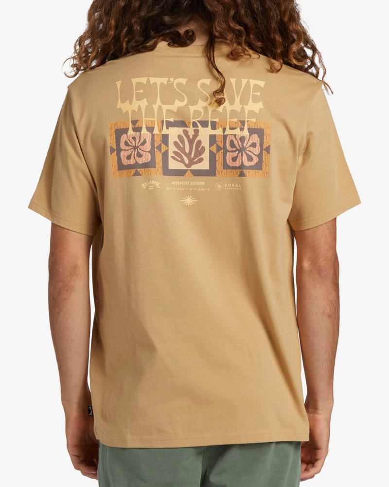 Camiseta De Manga Curta Billabong Coral Gardeners Tiki Reef - Dusty Gold
