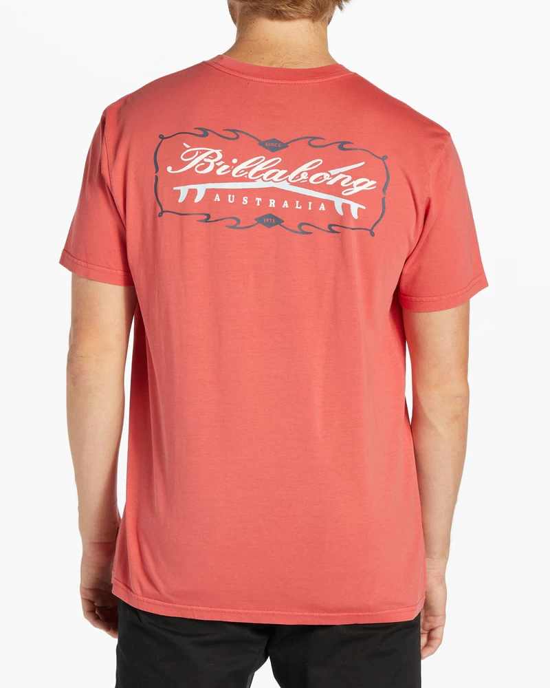 Billabong Crossboards Kısa Kollu Dalgalı Yıkanmış Tişört - Mercan