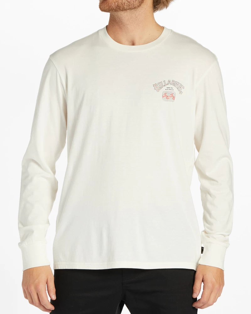 Billabong Theme Arch Long Sleeve Wave Washed T-Shirt - Off White