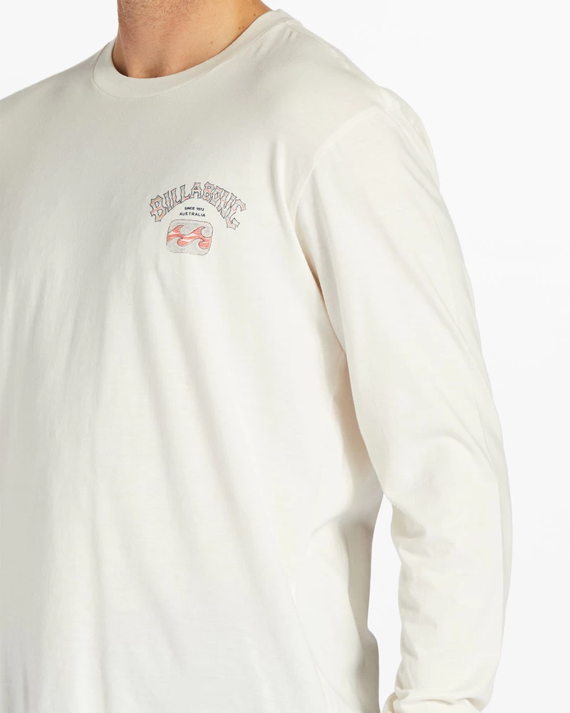 Billabong Theme Arch Long Sleeve Wave Washed T-Shirt - Off White