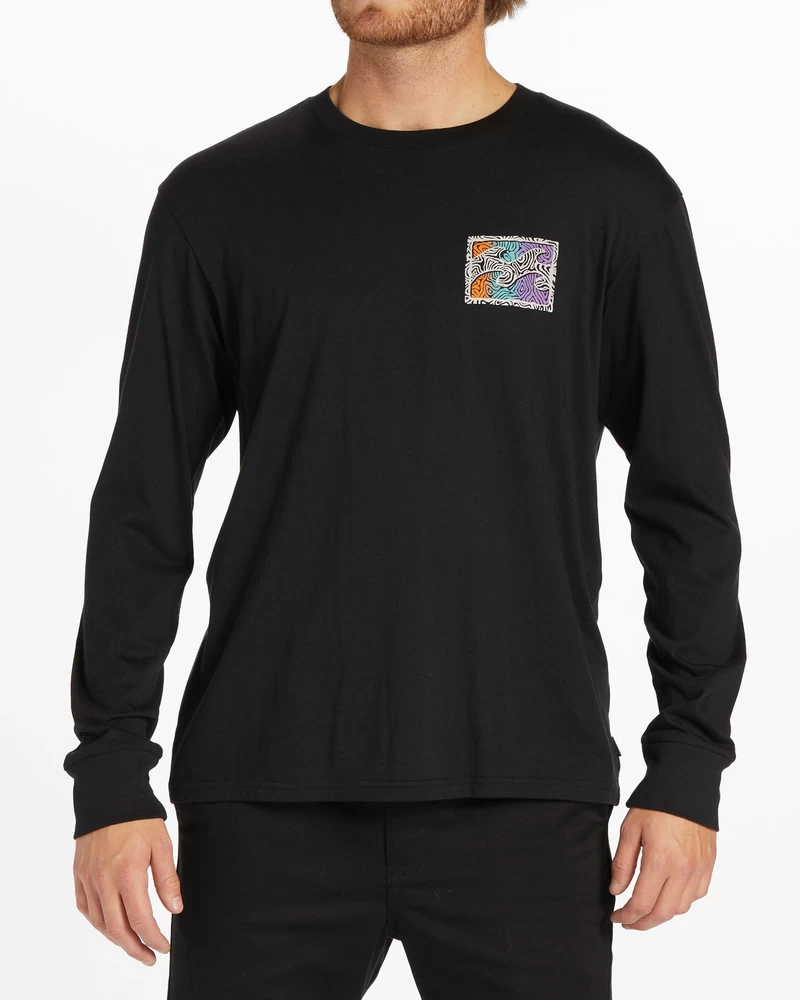 Billabong Crayon Wave Long Sleeve T-Shirt - Black