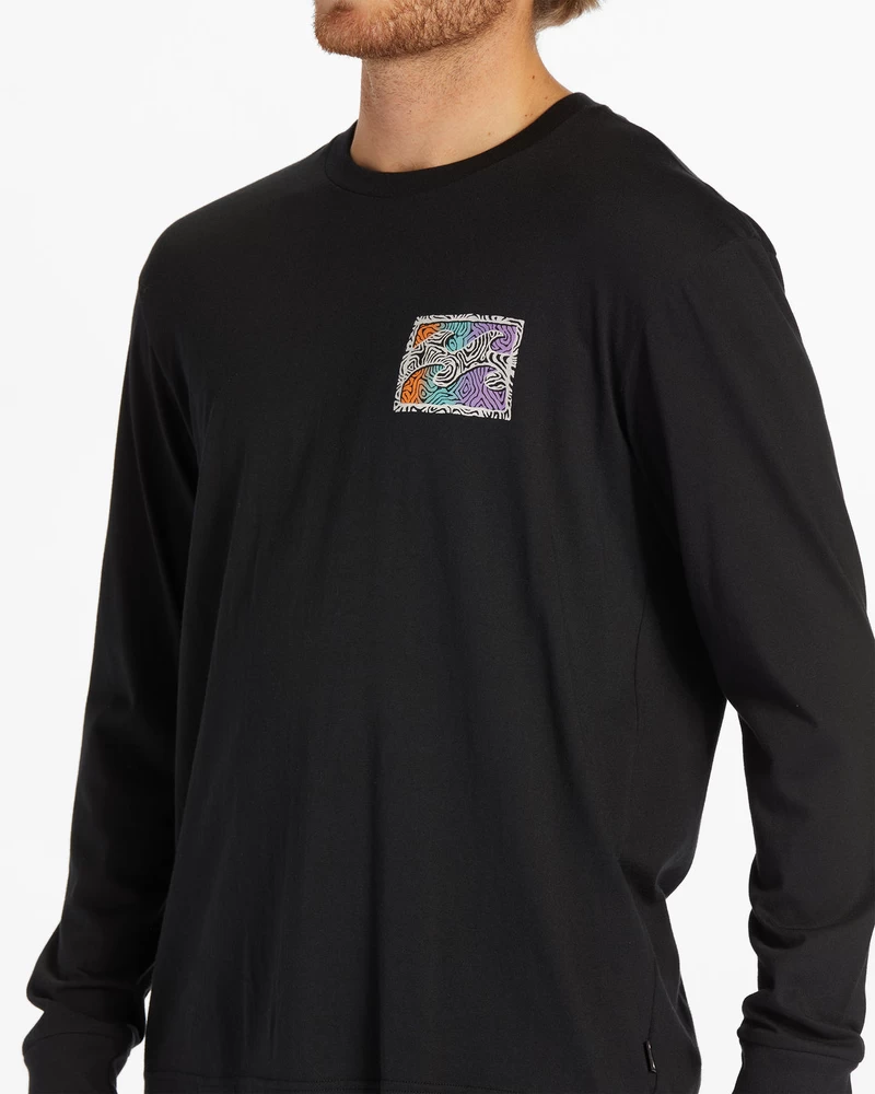 Billabong Crayon Wave Long Sleeve T-Shirt - Black