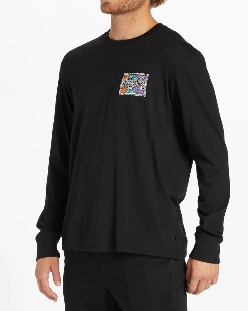 Billabong Crayon Wave Long Sleeve T-Shirt - Black