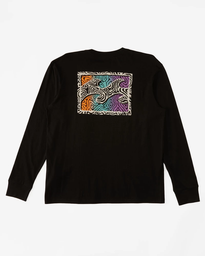 Billabong Crayon Wave Long Sleeve T-Shirt - Black