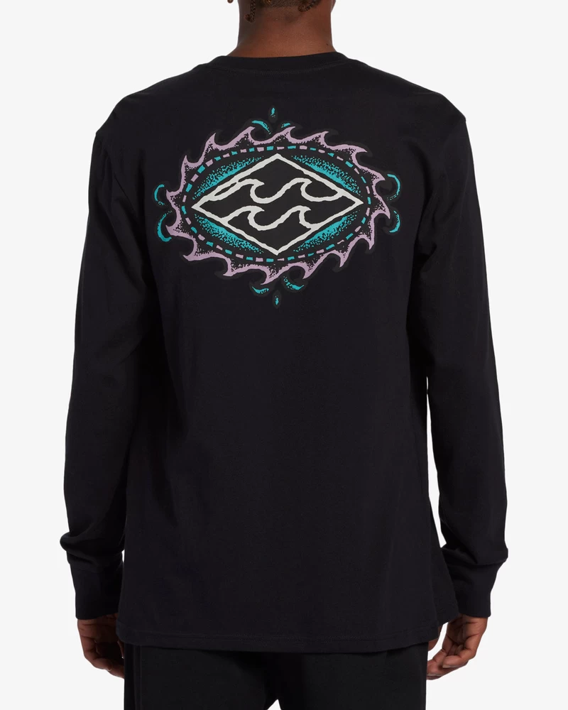 Billabong Crayon Wave Long Sleeve T-Shirt - Black