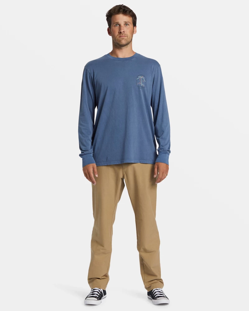 Billabong Vacay Tričko S Dlhým Rukávom - Bridlicovo Modré