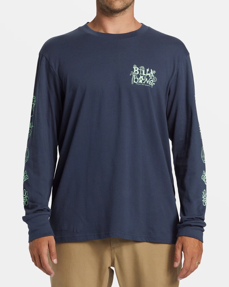 Billabong Shady Pikkade Varrukatega T-särk - Tolmune Tumesinine