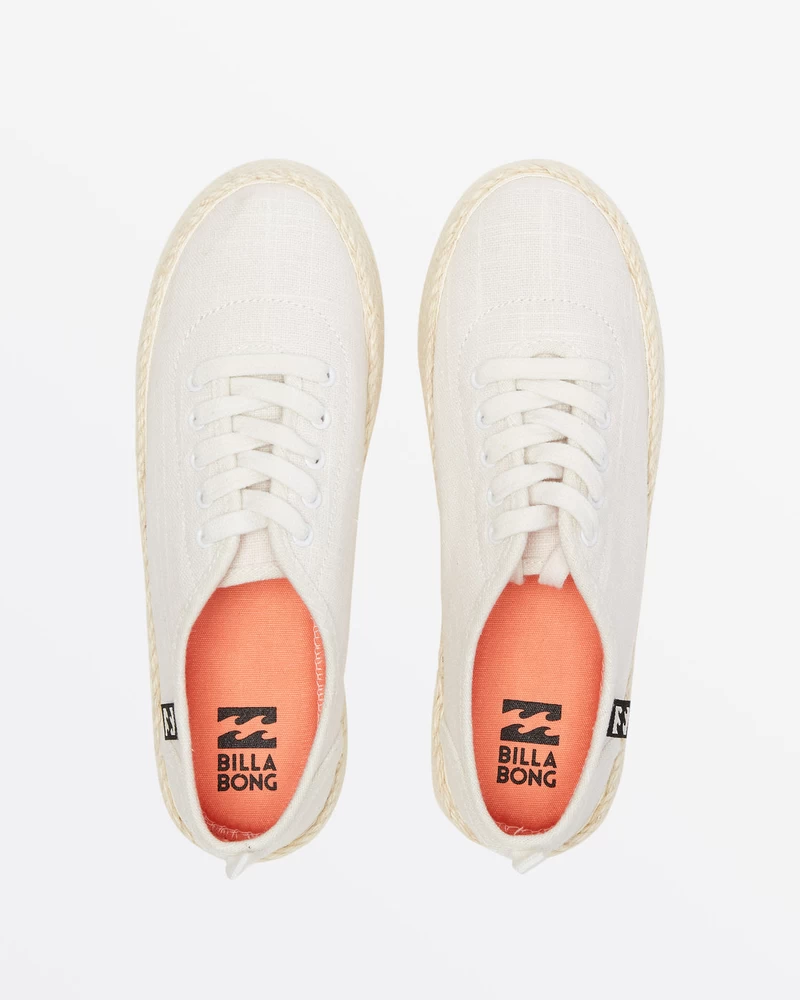 Billabong Puebla Canvas Platform Shoes - White