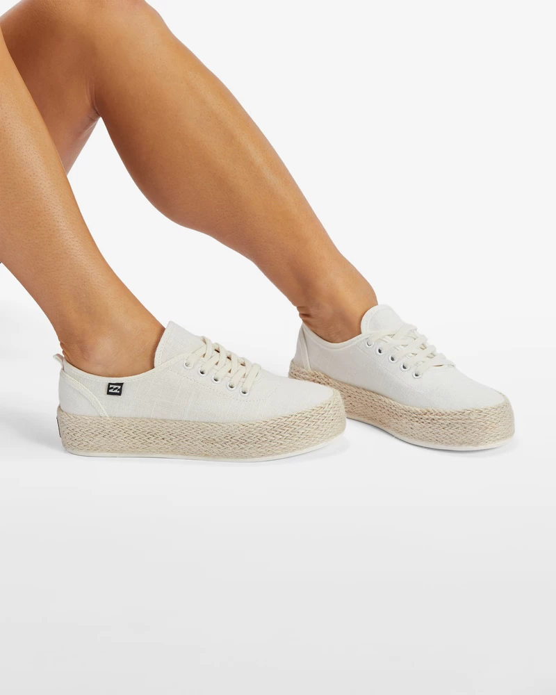 Billabong Puebla Canvas Platform Shoes - White