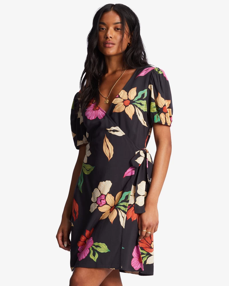 Billabong Hot Tropics Mini Anvelop Elbise - Siyah çakıl Taşı