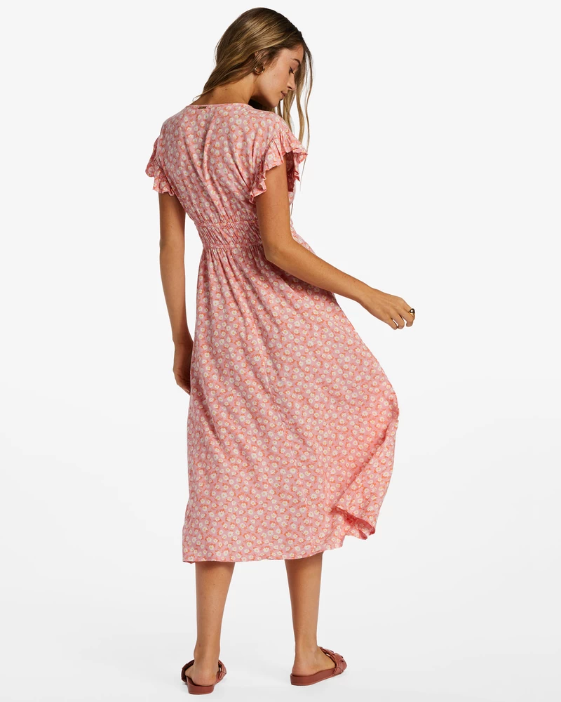 Billabong Picnic Date Midi Dress - Flamingo