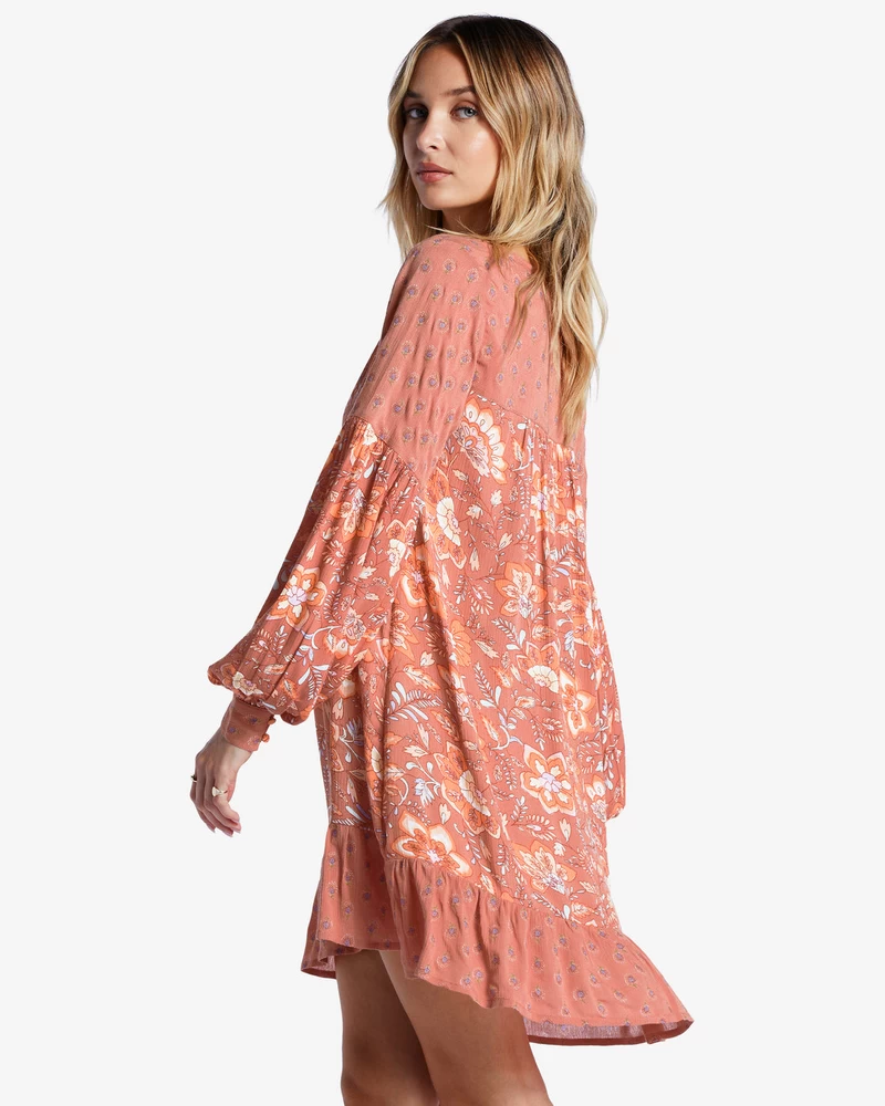 Billabong Free As Can Be Babydoll Dress - Rose Dawn