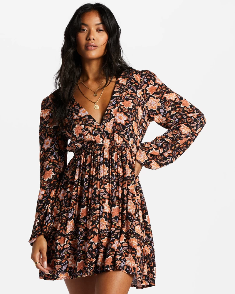 Billabong Sweetest Dream Mini Dress - Black Pebble