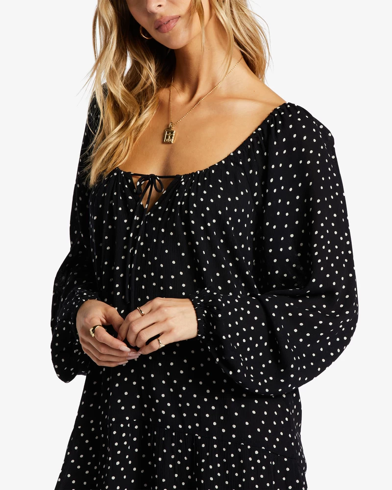 Billabong Lucky You Babydoll Dress - Black Sands