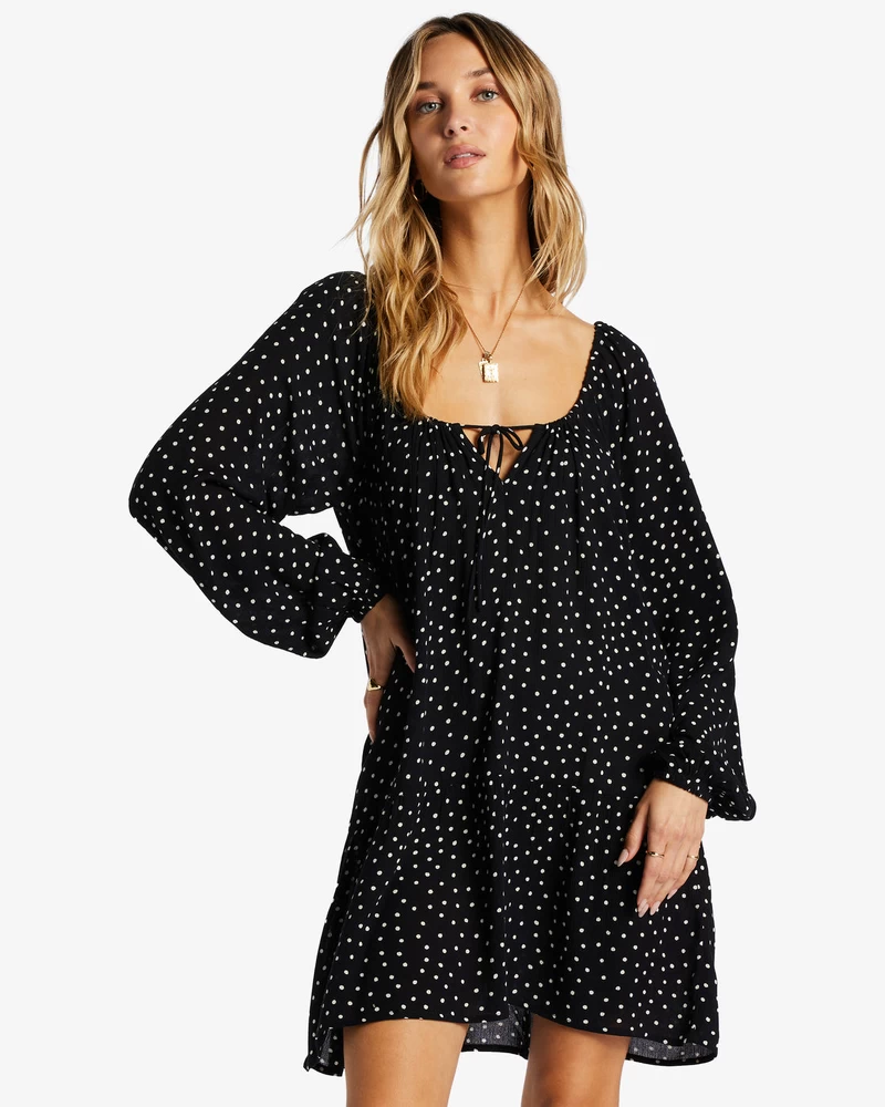 Billabong Lucky You Babydoll Dress - Black Sands
